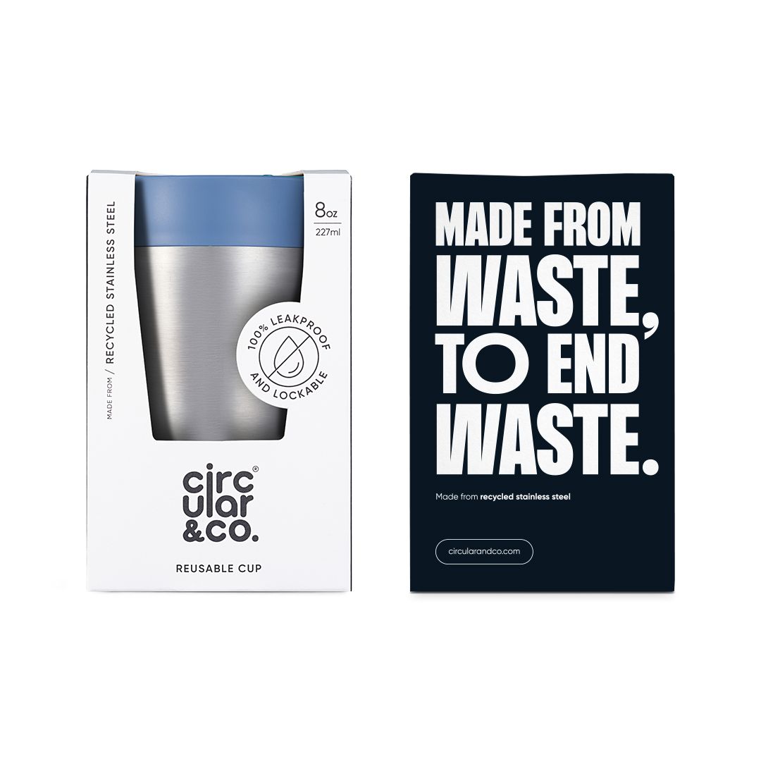 Circular Stainless Steel Travel Mug, 8oz (227ml)