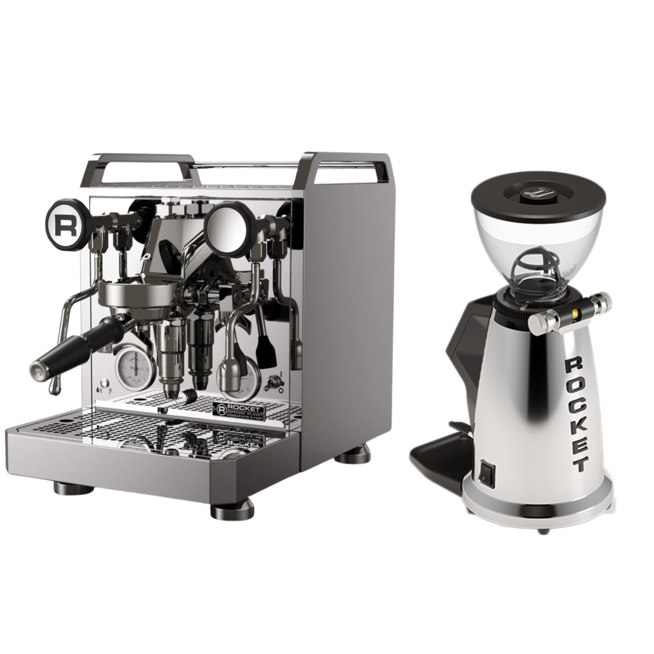 Rocket Espresso Mozzafiato R FAST Chrome + Spluga Grinder package offer