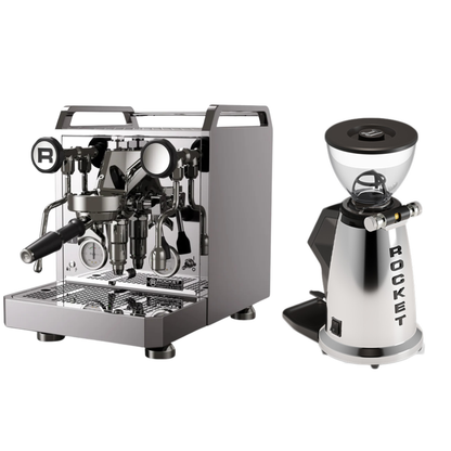 Rocket Espresso Mozzafiato R FAST Chrome + Spluga Grinder package offer