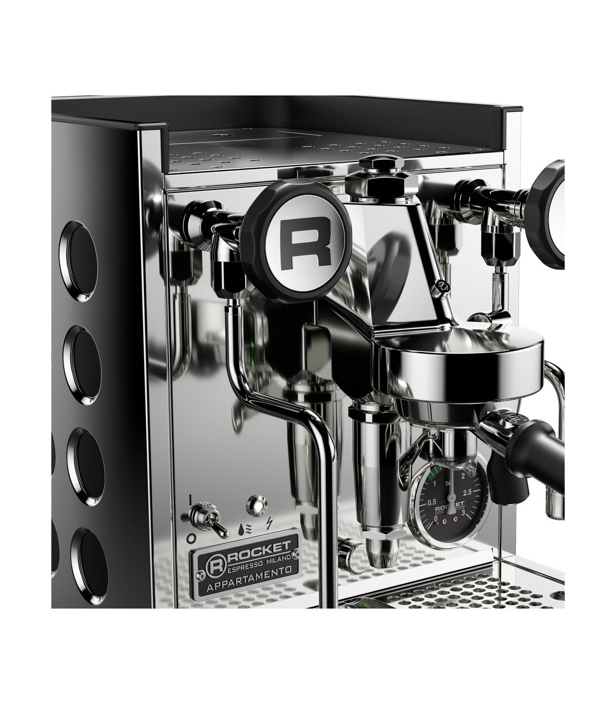 Rocket Espresso Appartamento TCA - New Steel/Black + Faustino Chrome Grinder package offer