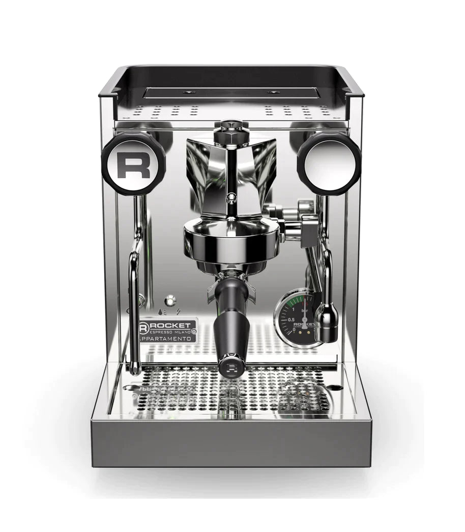 Rocket Espresso Appartamento TCA - New Steel/Black + Faustino Chrome Grinder package offer