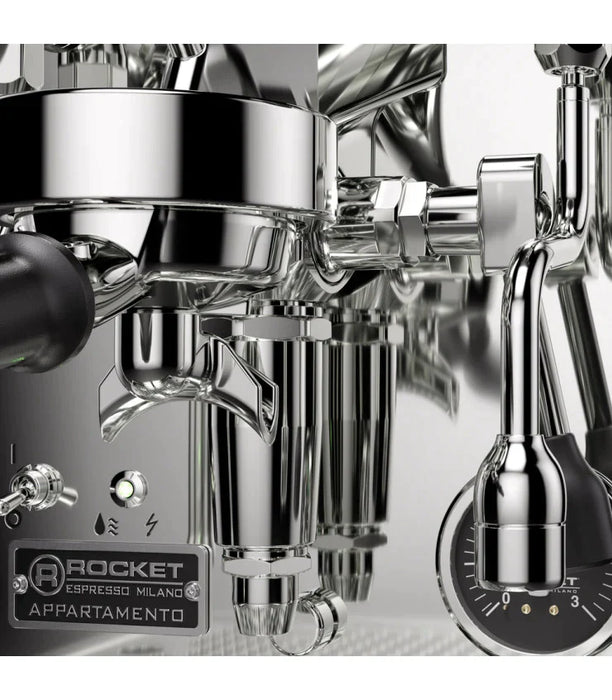 Rocket Espresso Appartamento TCA - New Steel/White + Faustino Chrome Grinder package offer