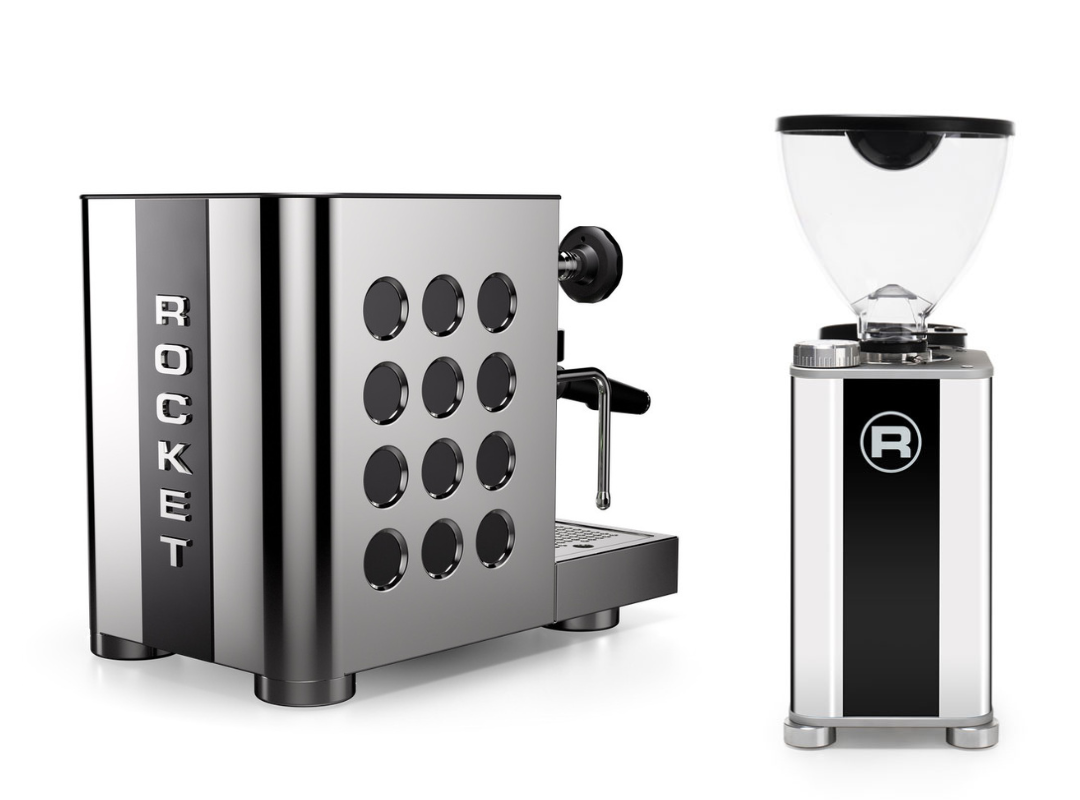 Rocket Espresso Appartamento TCA - New Steel/Black + Giannino Grinder Steel package offer