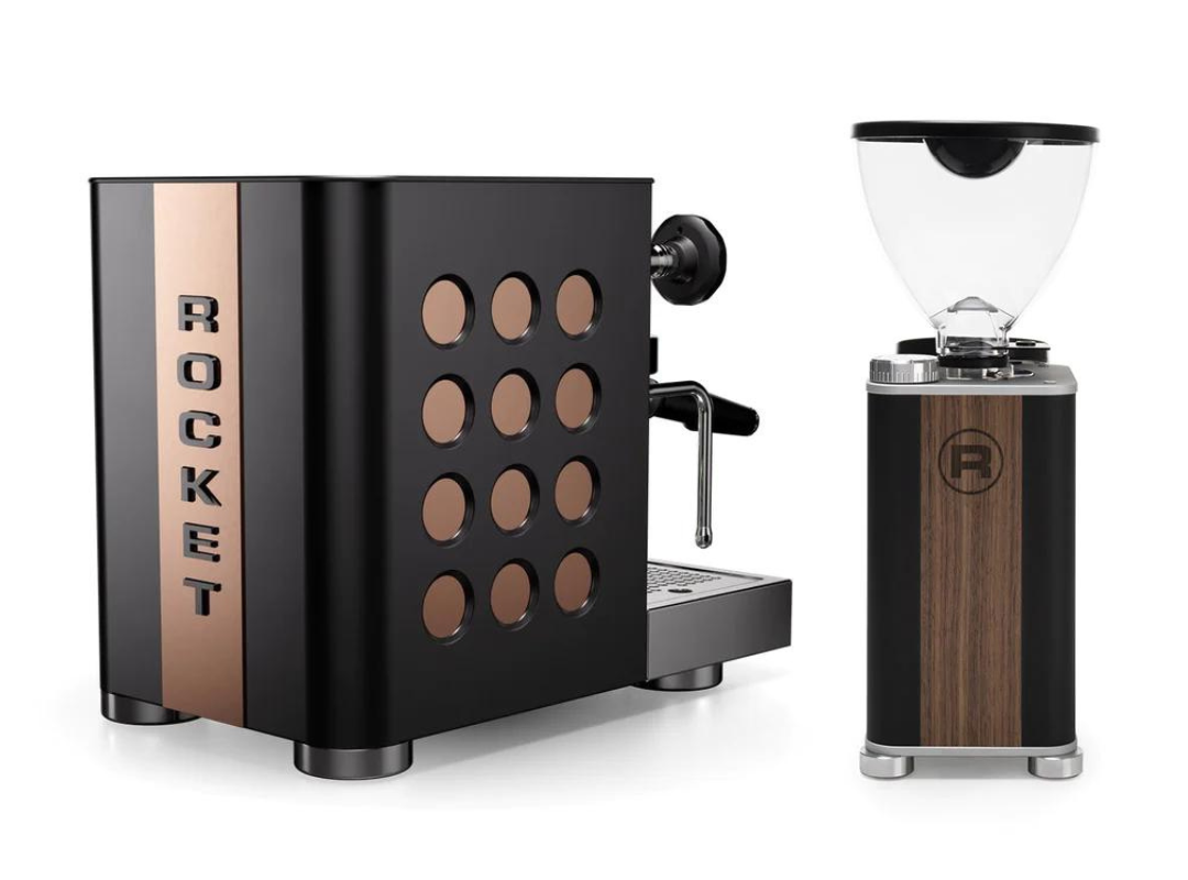 Rocket Espresso Appartamento TCA - New Black/Copper + Giannino Grinder Black package offer