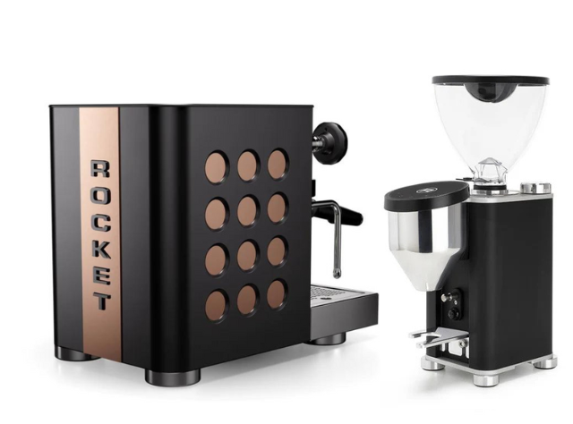 Rocket Espresso Appartamento TCA - New Black/Copper + Giannino Grinder Black bundle offer